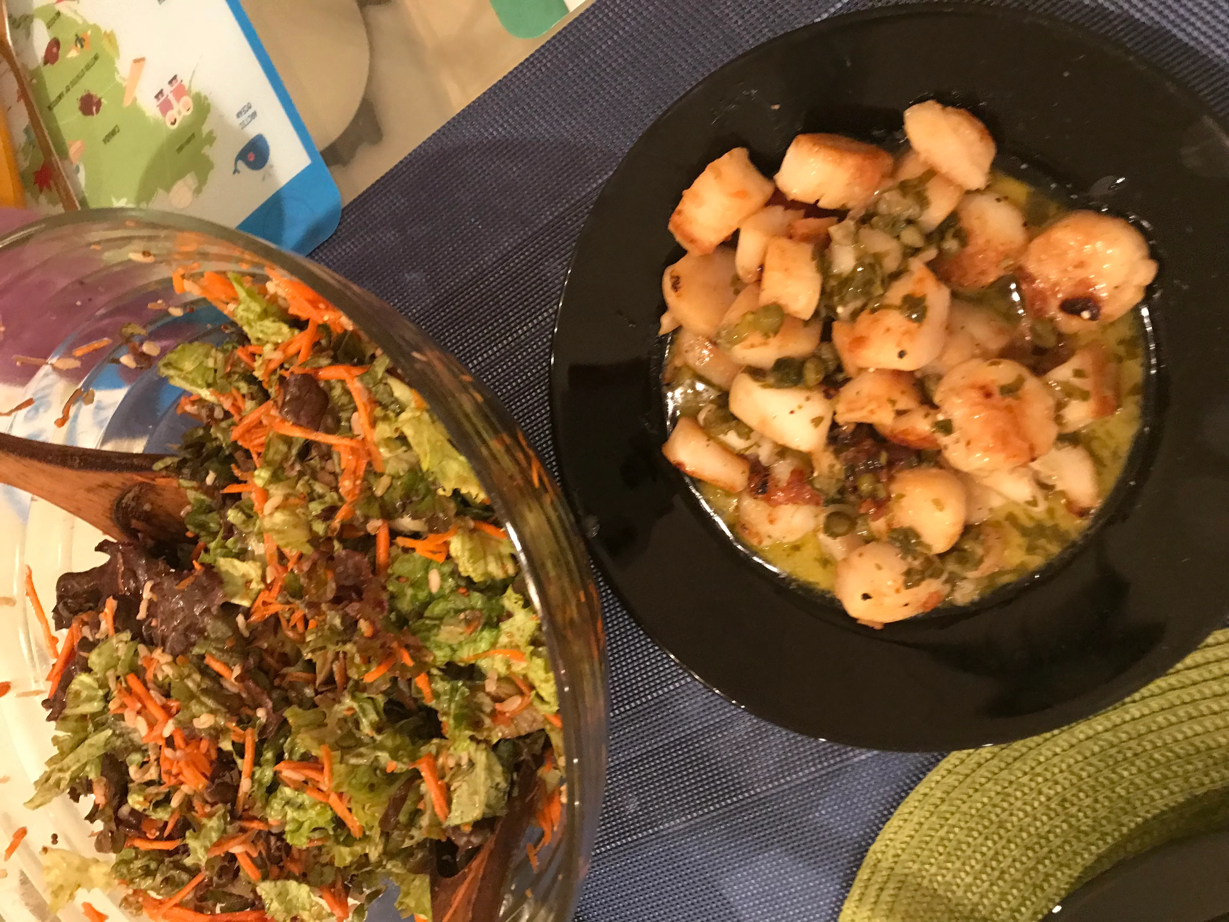 Scallops with Brown Rice and Lettuce Salad