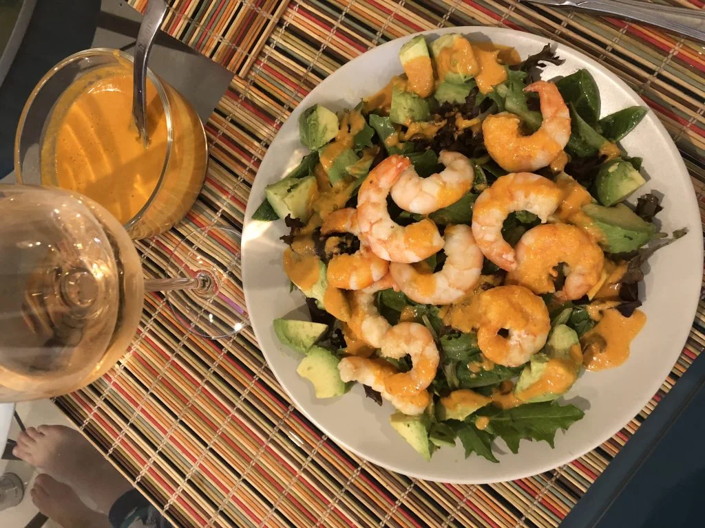 Shrimp Salad with Red Goddess Dressing